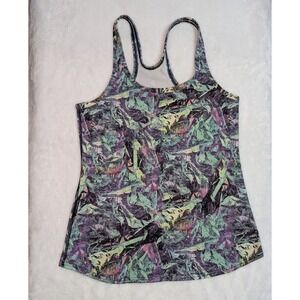 Lululemon Cool Racerback Tank Top Multi Color Abstract Print Luon Yoga Size 8